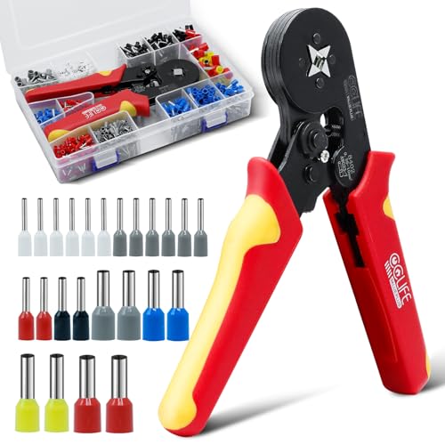 CCLIFE Crimpwerkzeuge Aderendhülsenset für Kabelschuhe, Crimper, 1200 Stück, Crimpzangen Aderendhülsen Set Crimper Crimpwerkzeuge Aderendhülsenzange