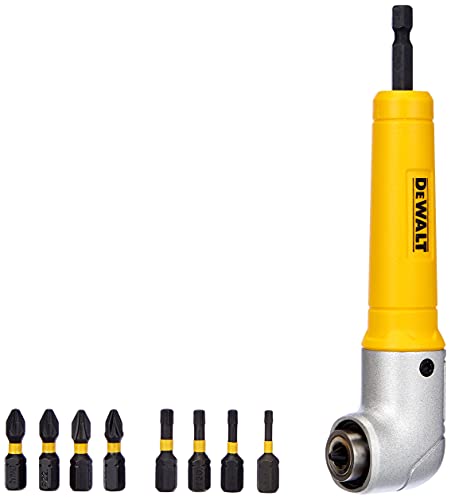 DEWALT Winkelvorsatz 90°, inkl. 9 Bits Extr Impact Torsion für den Einsatz in Schlagschraubern geeignet