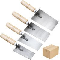 Edelstahl Maurerkelle Set, 4-teiliges Stukateurkellenset für verschiedene Branchen, Trapezförmige Kellen zum Auftragen und Verteilen von Verputzmassen, Spachtelmassen und Klebern