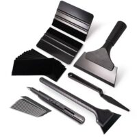 Vinyl Werkzeug Set für Autofenster, Mehrzweckmesser, Filzabzieher und Fensterabzieher - Set von 5 hochwertigen Werkzeugen zum Reinigen von Fenstern und Oberflächen