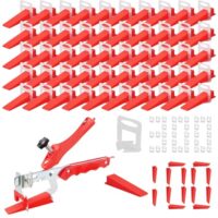 Effizientes Werkzeug für Boden- und Wandinstallation, Fliesen Nivelliersystem Set von Flintronic, Druckzange mit 100 Keilen und 300 Zuglaschen 2mm, Nivelierset für DIY und Profi