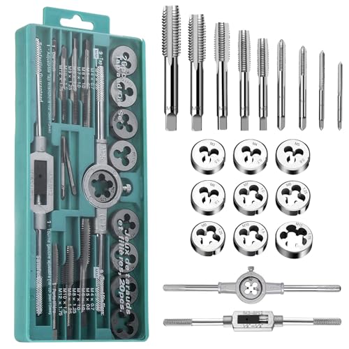 Metrisches Gewindeschneider Set mit M3-M12 für Feingewindeschneiden, Gewindeschneidmaschine und Gewindebohrer Schneideisen Set mit Bohrer