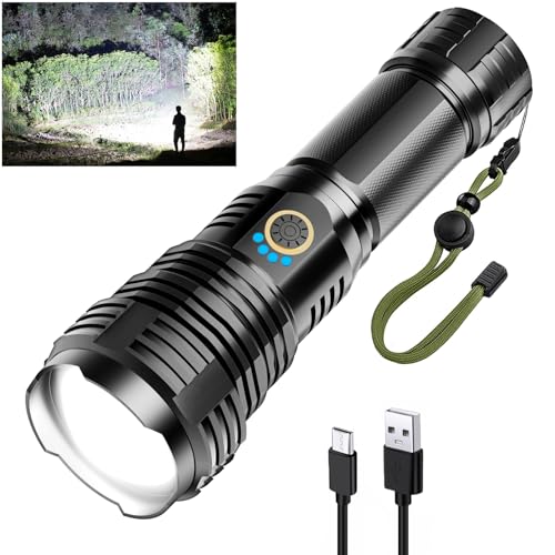 LED-Taschenlampe mit 600000 Lumen, extrem hell und wasserdicht für Outdoor-Notfälle, Zoombar und verschiedene Modi