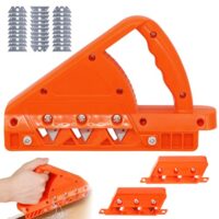 Ergonomischer Kantenhobel für Gipskarton mit 45° und 60° Klingensatz, ideal für saubere Schnittkanten und präzise Fasenformung.