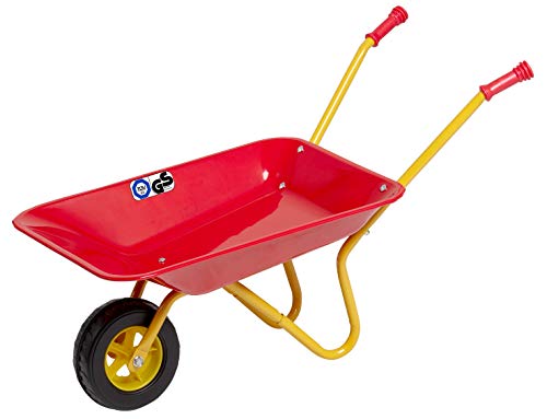 Izzy Metall Kinderschubkarre, Kinder ab 2 Jahren, Schubkarre für den Garten mit gummierten Sicherheitsgriffen und Tragfähigkeit bis zu 35 kg