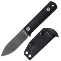 Ergonomisches Festmesser mit G10-Griff und DC53-Stahl, ideal für Outdoor-Aktivitäten wie Camping oder Wandern.