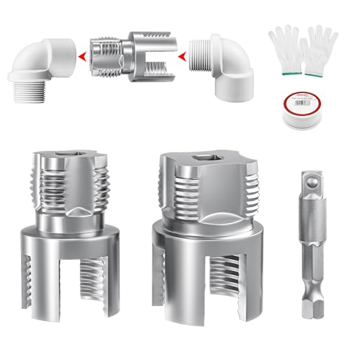 Gewindeschneider für PVC-Rohre, 1/2 und 3/4 Zoll, Wasserrohr-Gewindeschneider Set mit Dichtband und Handschuhen