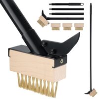 Unkrautbürste mit langem Stiel für Garten, Fugenreiniger und Fugenkratzer zum Entfernen von Unkraut und Moos in schmalen Fugen und Mauerkanten.