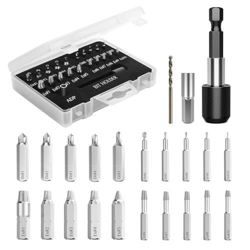 Nuovoware Schraubenausdreher Set mit 22 verschiedenen Werkzeugen und magnetischem Verlängerungsbithalter für effektive Schraubenentfernung ohne Brüche