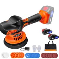 Poliermaschine Akku 21V, Exzenter Poliermaschine mit 2x Akkus, Auto Poliermaschine Set 22 Einzelteile, Wachsmaschine für Autopflege und Polieren