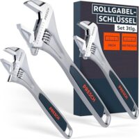 Rollgabelschlüssel Set mit Lasergravur, verstellbar und robuster Stahl für beste Haltung in verschiedenen Mutterarten