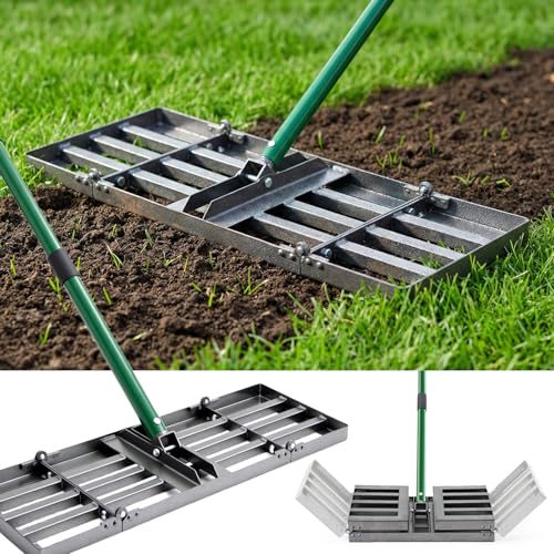 Rasennivellierharke mit 76x25cm Rechenkopf und verstellbarer Griff für Rasenpflege, Golfplatzpflege oder Landschaftsbau