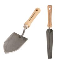 Gartenwerkzeug set mit Unkrautentferner und Blumenkelle aus Stahl und Holz, ideal fuer Hochbeete, Blumenwiesen und Rasenflachen