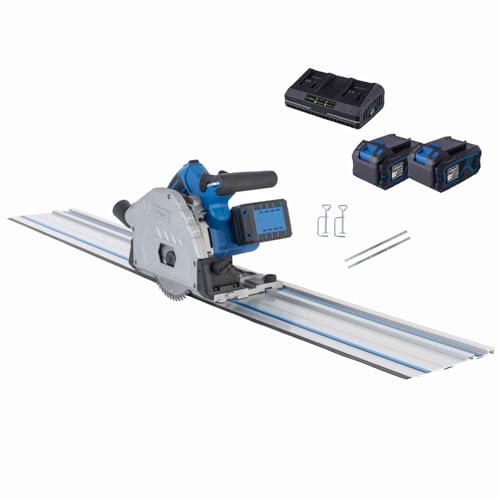Scheppach Akku Tauchsäge BC-PL60-X mit 2x 700mm Führungsschiene & Zubehör | Schnitttiefe 61mm | Neigung 0°-48° | 20V-IXES-Serie | 10 Jahre Garantie | inkl. 2x 4Ah Akku & Doppelladegerät