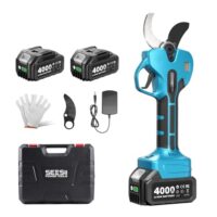 Elektrische Gartenschere mit 50 mm Schnittbreite und zwei leistungsstarken Lithium-Ionen-Akkus für Gartenarbeit ohne Unterbrechung
