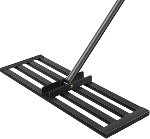 Rasen-Nivellierungsrechen mit Edelstahl-Gehäuse und ergonomischem Verstellbarer Stiel für Boden, Rasenpflege und Landschaftsbau