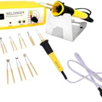 WELDINGER Brandmalstation BS-750 mit Brennspitzenset und Ersatzkolben für professionelle Brandmalerei von Holz, Leder und anderen Materialien