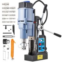 ZELCAN Magnetbohrmaschine, 1550W Standbohrer mit 13900N Anpresskraft und 650 U/min Drehzahl für gewerbliche Metallbearbeitung. Lieferumfang: 11 HSS-Bohrer 12-27mm und Drehzahlregelung