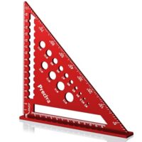 Multifunktionaler Anschlagwinkel zum Messen von Winkeln, ideal für Heimwerker und Zimmerleute mit Metall-Aluminium-Konstruktion, rot, 18cm