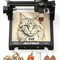 Acmer T1 6W Laser Graviermaschine, tragbarer Mini Laser Cutter mit hoher Präzision und Ausgabegeschwindigkeit für Holz, Leder, Glas, Metall und DIY-Geschenke