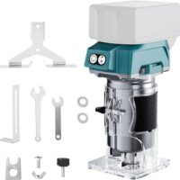 Akku-Oberfräse kompatibel mit Makita 18V, 5 Geschwindigkeiten, 800W, 30.000 RPM, Oberflächenbearbeitung, Kurvenschnitte und Hobeln von Holzkanten