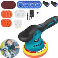 Akku Poliermaschine, Auto Poliermaschine Set 22 Stücke, Exzenter Poliermaschine 12mm für Autos mit 8 variablen Geschwindigkeiten zum Polieren und Wachsen von Auto-Fußbodenmöbeln