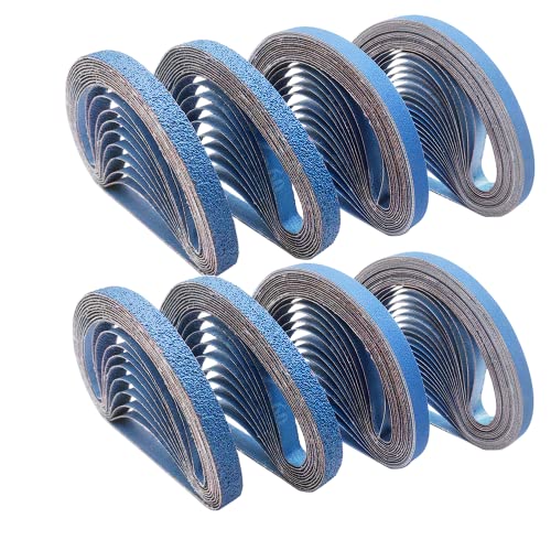 FEIHU Beruf Metall Schleifband Set - Zirkoniumkorund Schleifbänder 30 x 533 mm je 5 Stück Körnung (60/80/100/120/240/320) für Druckluftbandschleifer Fingerschleifer