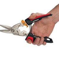 Fiskars Blechschere, linker Schnitt, bis zu 40% mehr Kraft, Länge 24,7 cm, wärmebehandelter Stahl/Kunststoff, Schwarz/Rot/Orange, PowerGear
