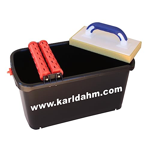 Karl Dahm Waschset Spezial für Fliesen - 23 Liter Eimer inkl. Noppen-Waschrolle & Schwammbrett