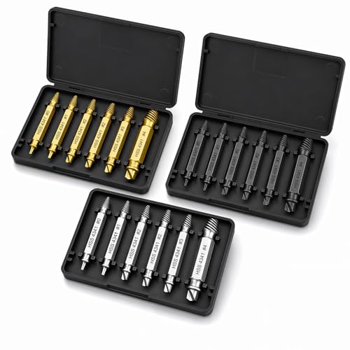 Schraubenausdreher für beschädigte Schrauben, 3 Sets HSS 4341 Linksausdreher mit hoher Verschleißfestigkeit und langer Lebensdauer, ideal zum Entfernen von defekten Schrauben aus Metall, Holz, Kunststoff oder anderen Materialien