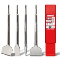 SDS Plus Meißel Set 4-tlg. von Schwabenbach, einschließlich Fliesenmeißel, Flachmeißel und Spitzmeißel, kompatibel mit Bosch, Hilti und anderen Bohrhammer-Marken.