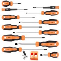 Hochwertiger Magnetischer Schraubendreher-Satz mit Kreuz-, Flach- und Torx-Schraubendrehern, aus Chrom Vanadium-Stahl, 13-teiliges Set