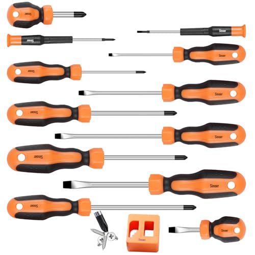 Hochwertiger Magnetischer Schraubendreher-Satz mit Kreuz-, Flach- und Torx-Schraubendrehern, aus Chrom Vanadium-Stahl, 13-teiliges Set