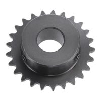 Kettenrad mit 25 Zähnen Typ B, hochwertiges Produkt aus C45-Kohlenstoffstahl, mit zwei Stellschrauben und einer Bohrung von 1/4" Teilung 16mm, Schwarz Oxidiert, ideal für verschiedene Anwendungen