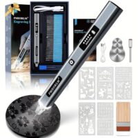 Vueowcue Gravierstift mit LCD Display und LED Licht, 31 Bits, 5 Gänge, elektrischer Gravur Stift für Holz, Glas, Metall, Stein, ideal für Profis und Heimwerker