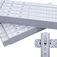 Zollstock mit 90°/180° Winkeleinrastung und Winkelskala, 10 Stück aus Buchenholz, weiß ohne Werbeaufdruck