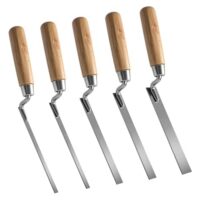 Multifunktionale Fugenkelle mit Holzgriff und Kohlenstoffstahlklingen, 5-teiliges Set für diverse Verputz-, Spachtel- und Fugenarbeiten