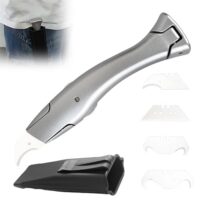 6 Stück Teppichmesser Hakenklinge Set mit Trapezklinge und Hakenklinge, Teppichmesser Profi mit Ersatzklingen und Kunststoffköcher für PVC-Boden, Teppich, Aluminiumlegierung, Silber