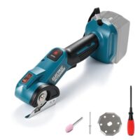 Elektrische Kartonschneiderin mit Sicherheitssperre und 2 Klingen, für Leder, Kartonage, Stoff und weitere Materialien, Akku-Universalschere ohne Akku, 6.35mm Schnitttiefe, ideal für Designer, Schneider, Heimwerker und Bastler