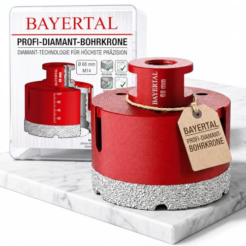 Diamant Bohrkrone für harte Fliesen, 68mm x M14, Dosenbohrer mit hochwertigen Diamanten, Fliesenbohrer für professionelle Ergebnisse