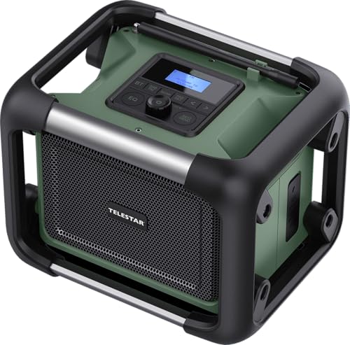 Robustes und widerstandsfähiges Baustellenradio mit DAB+ und UKW, unterstützt Marken-Akkus von Makita, DeWalt, Bosch Professional und Milwaukee