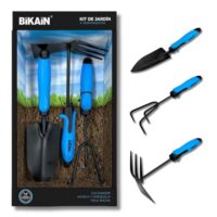 Gartenwerkzeug-Set mit Breite Schaufel, Lanze+Gabel und Kultivator - Ergonomische und rutschfeste Griffe - Stahlwerkzeug, Schwarz