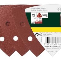 Das perfekte Schleifblatt-Set für Ihren Deltaschleifer - Bosch 25tlg. Schleifblatt-Set mit verschiedenen Materialien und Körnungen (60/120/240) und sechs Löchern.