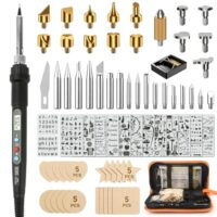 Brandmalerei-Set mit Lotkolvehren, -Spitzen und Zubehör für Holzgravieren, Lederbearbeitung und DIY-Projekte