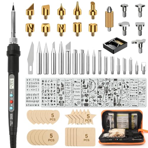 Brandmalerei-Set mit Lotkolvehren, -Spitzen und Zubehör für Holzgravieren, Lederbearbeitung und DIY-Projekte