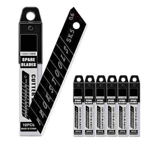 Universell kompatible Cuttermesser Klingen 18mm aus SK5 Carbonstahl extra scharf für Teppichmesser, Trockenbau & Karton - Ersatzklingen für Profi Cutter Messer