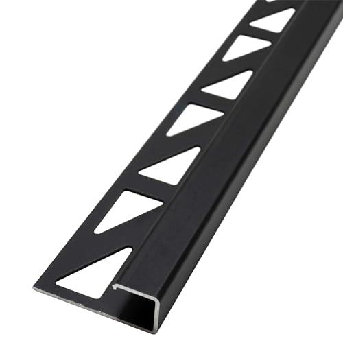 Dalsys Fliesenschiene Eckprofil 2,5m x 8mm Schwarz Alu - Aluminium Fliesenprofil für optimalen Schutz vor Wasserschäden und anderen möglichen Schäden in Bad oder Küche