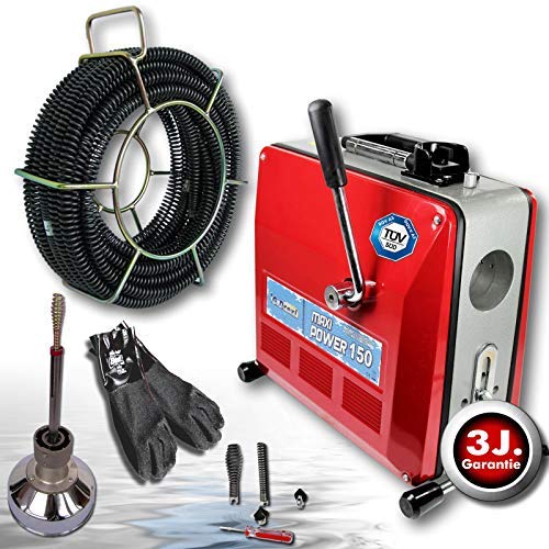 Rohrreinigungsmaschine, Drexl Maxi Power 150, Set für Rohre von 20 bis 100 mm Ø