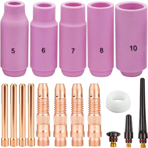 Einfaches und effizientes Schweißen mit dem EATBALE Wig Schweißzubehör Verschleißteile Set für WP-26 Wig-Schweißbrenner, inklusive Gaslinse, Spannhülsen, Gehäuse, Keramikdüsen und hintere Kappe