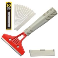 Fensterschaber mit 10 Klinge, um Kleber, Farbe und Abziehbilder von Fenstern zu entfernen, 4 Zoll, rot
